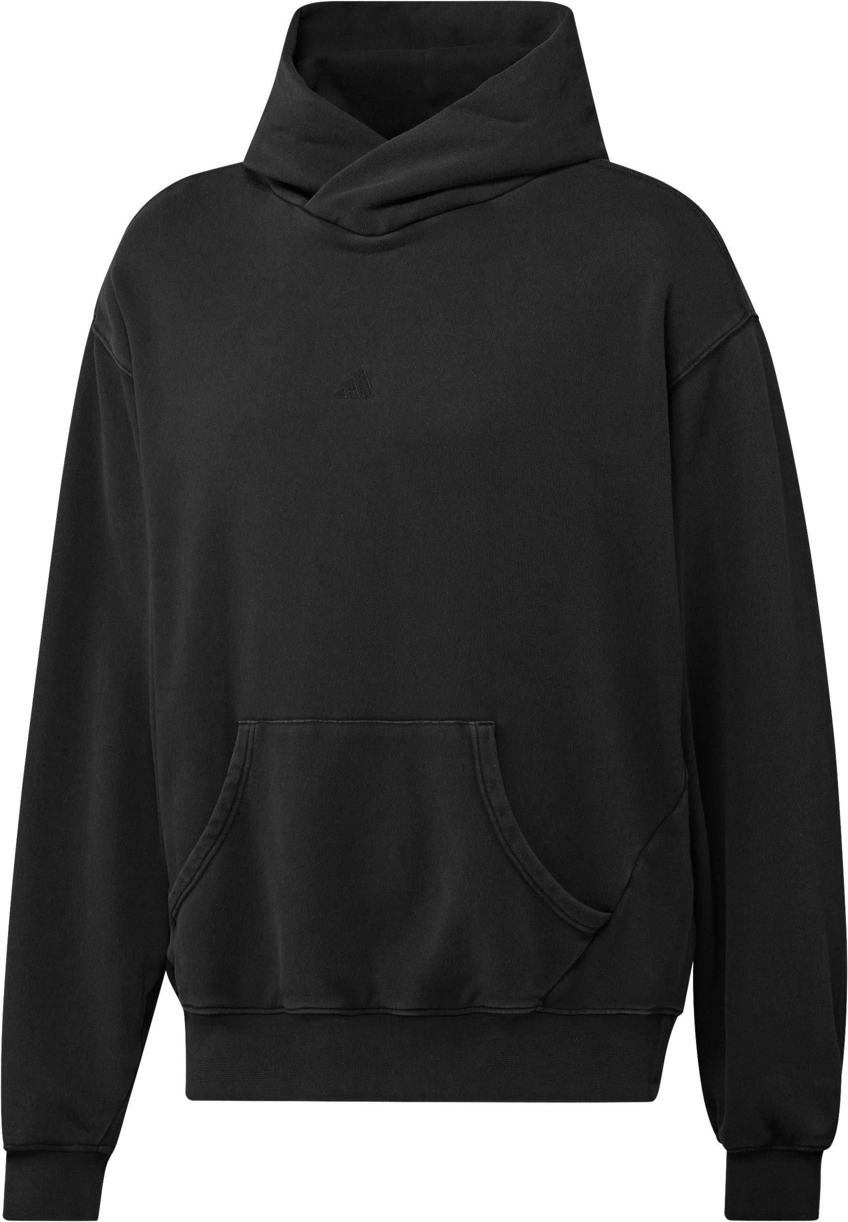 adidas Men's Basketball Washed Fleece Hoodie - Black - BLACK